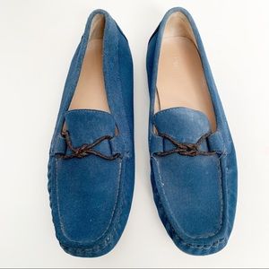 LANDS END Blue Suede Leather Driving Loafers